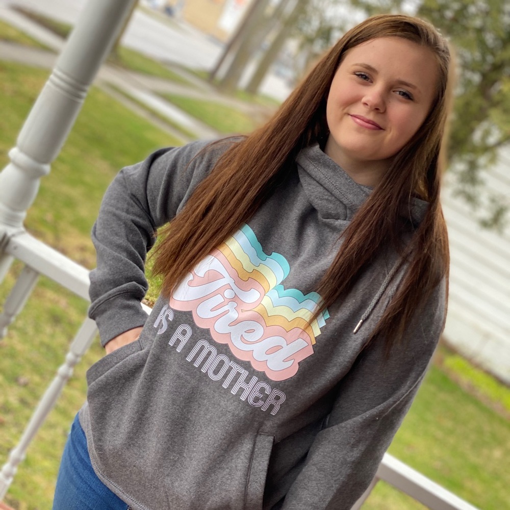 Tired As A Mother Cowel Neck Hoodie